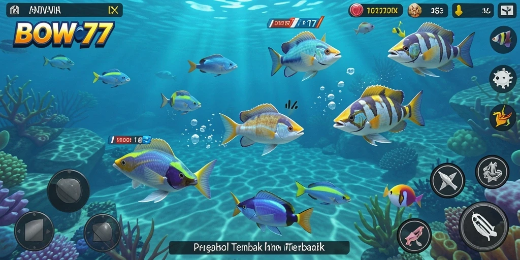 Screenshot gameplay menampilkan aksi menangkap ikan di BOWO77.