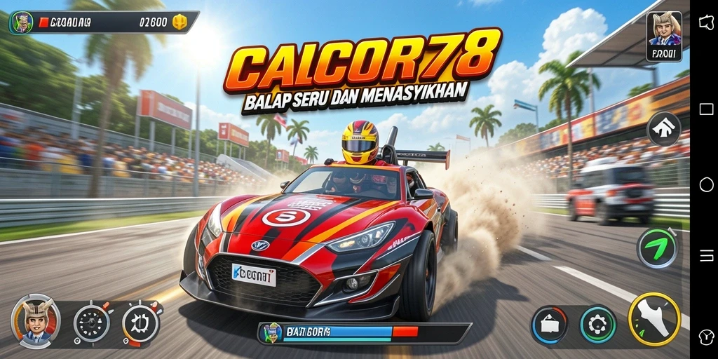 Gameplay seru CACOR78 dengan mobil balap yang mendebarkan.