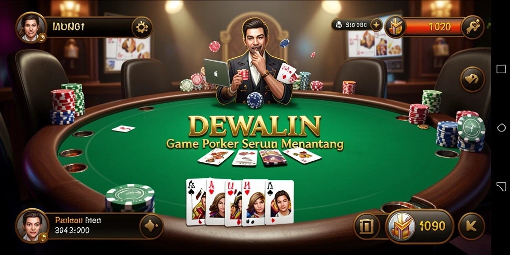 Screenshot gameplay DEWALIN menunjukkan aksi seru dalam permainan Poker.
