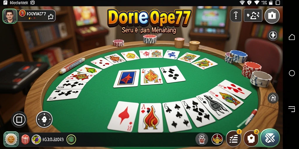 Screenshot DORA77 menampilkan gameplay Gaple dengan tampilan yang menarik.