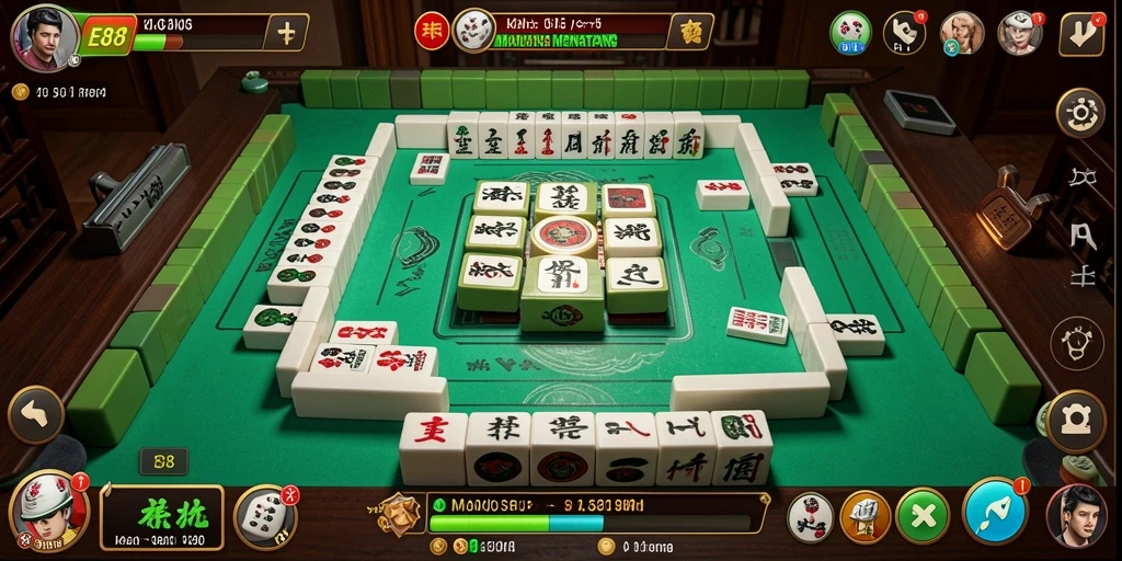 Tampilan gameplay menarik dari E88 dengan ubin Mahjong yang menantang.