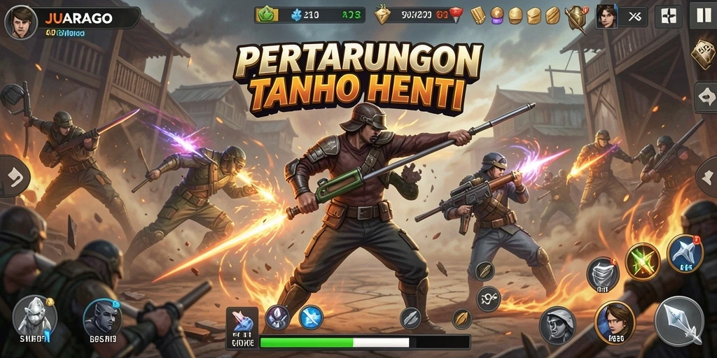 Screenshot dari gameplay seru JUARAGO saat pertarungan berlangsung.
