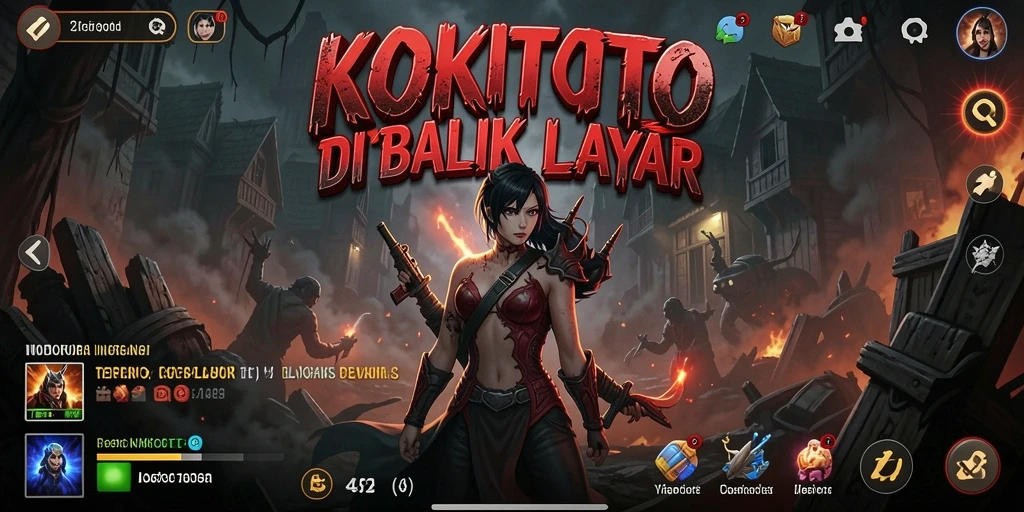 Screenshot gameplay KOKITOTO menampilkan momen mencekam di dalam kegelapan.