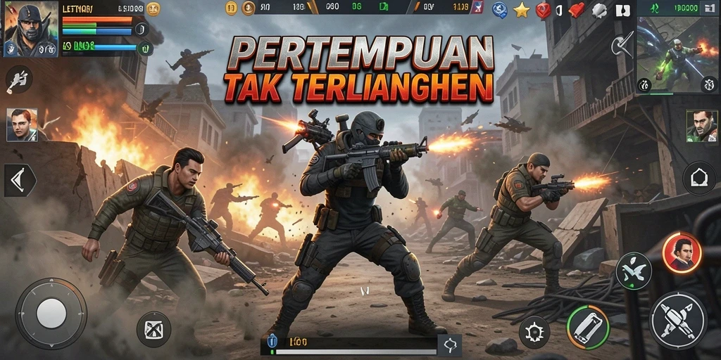 Screenshot LETSTHOR menampilkan pertempuran mendebarkan dalam suasana aksi yang intens.