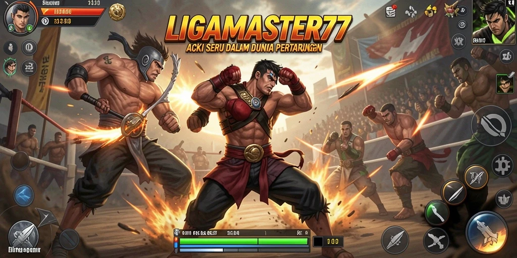 Tampilan gameplay seru dalam aksi pertarungan LIGAMASTER77.