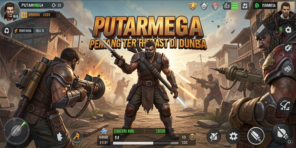 Screenshot PUTARMEGA menampilkan aksi seru di arena Battle Royale.