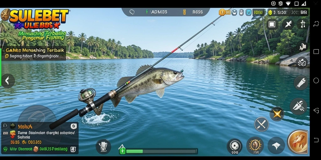Tampilan gameplay SULEBET yang seru saat menangkap ikan.