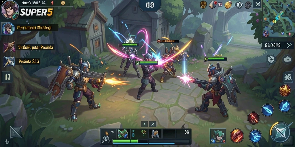 Tampilan gameplay epik dari SUPER5 yang penuh strategi.