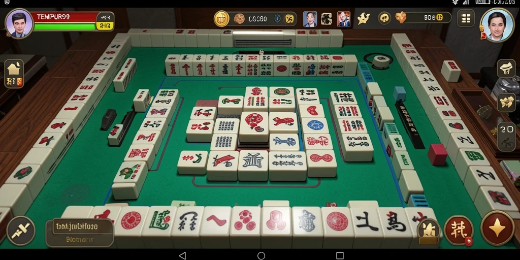 Screenshot TEMPUR99 menampilkan gameplay Mahjong yang seru dan menantang.